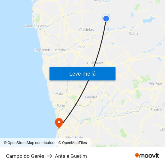Campo do Gerês to Anta e Guetim map