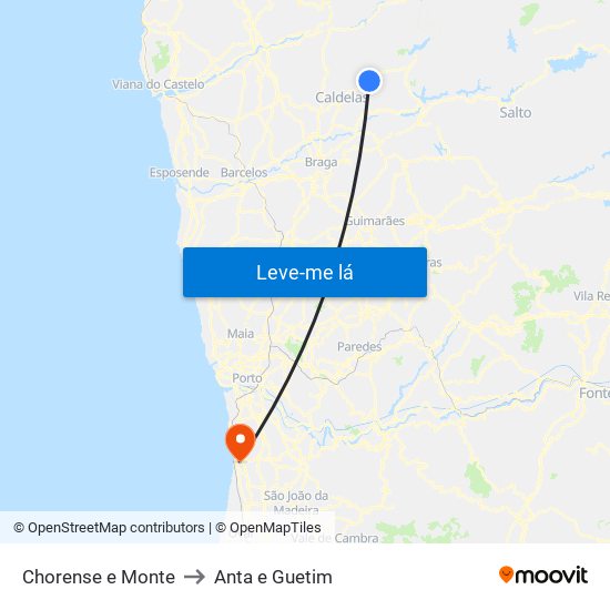 Chorense e Monte to Anta e Guetim map