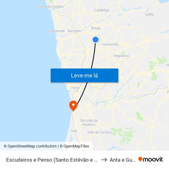 Escudeiros e Penso (Santo Estêvão e São Vicente) to Anta e Guetim map