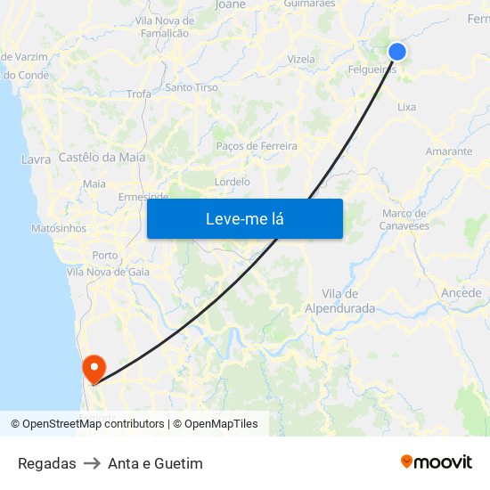 Regadas to Anta e Guetim map