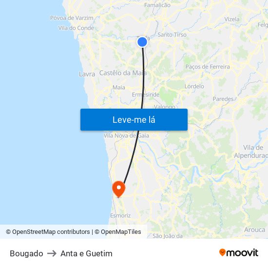 Bougado to Anta e Guetim map