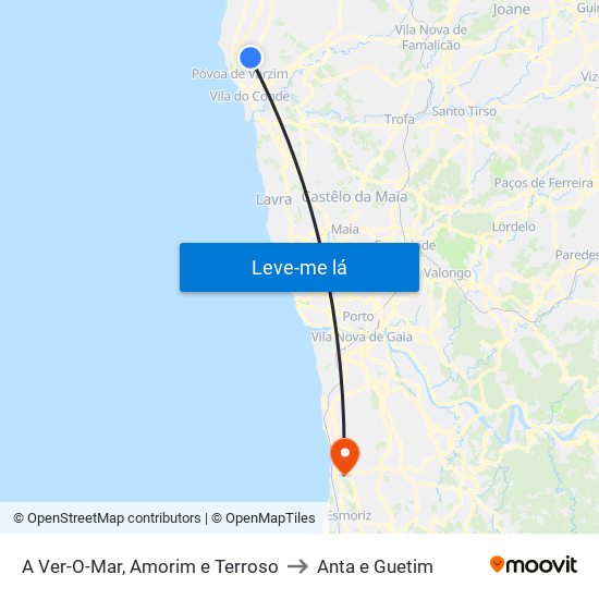 A Ver-O-Mar, Amorim e Terroso to Anta e Guetim map