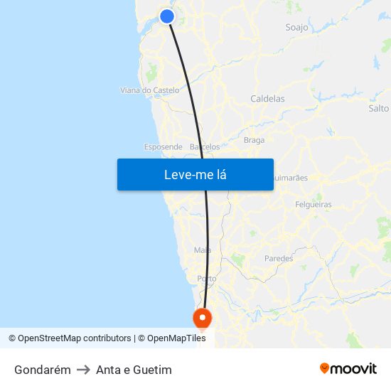 Gondarém to Anta e Guetim map