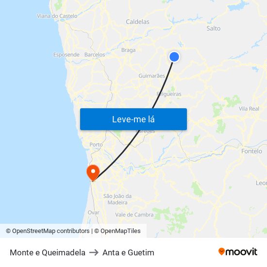 Monte e Queimadela to Anta e Guetim map