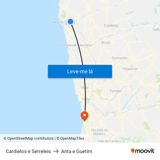 Cardielos e Serreleis to Anta e Guetim map