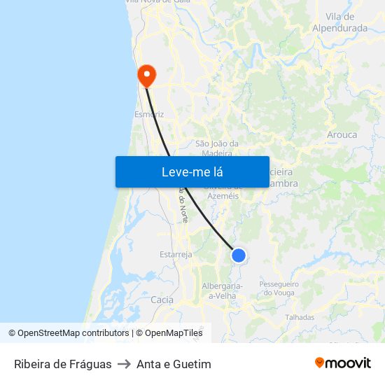 Ribeira de Fráguas to Anta e Guetim map