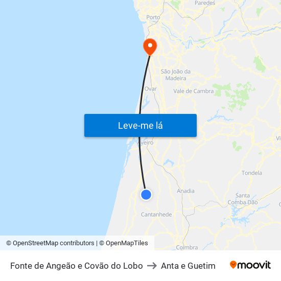 Fonte de Angeão e Covão do Lobo to Anta e Guetim map