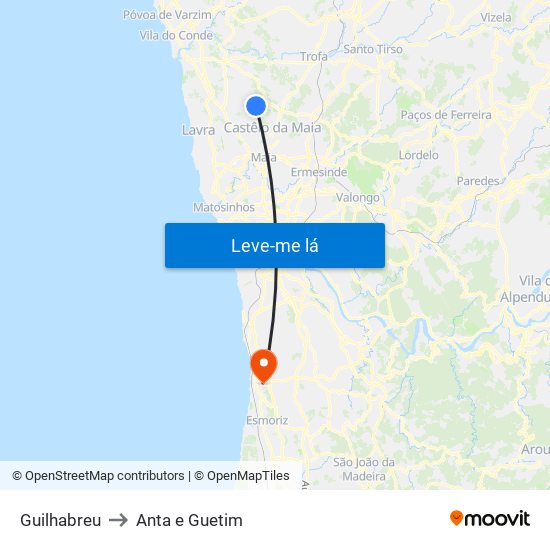 Guilhabreu to Anta e Guetim map
