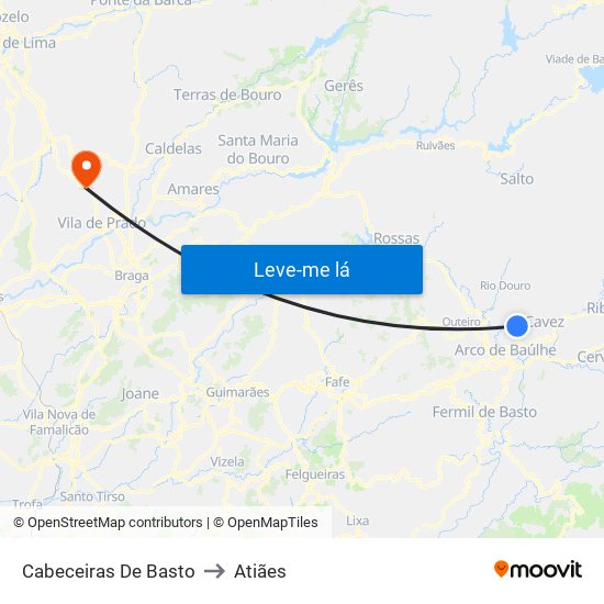 Cabeceiras De Basto to Atiães map