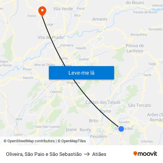Oliveira, São Paio e São Sebastião to Atiães map