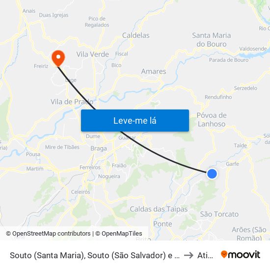 Souto (Santa Maria), Souto (São Salvador) e Gondomar to Atiães map