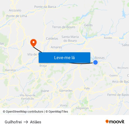 Guilhofrei to Atiães map