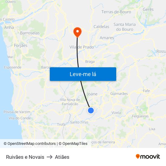 Ruivães e Novais to Atiães map