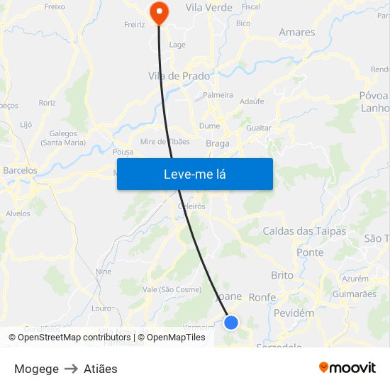 Mogege to Atiães map