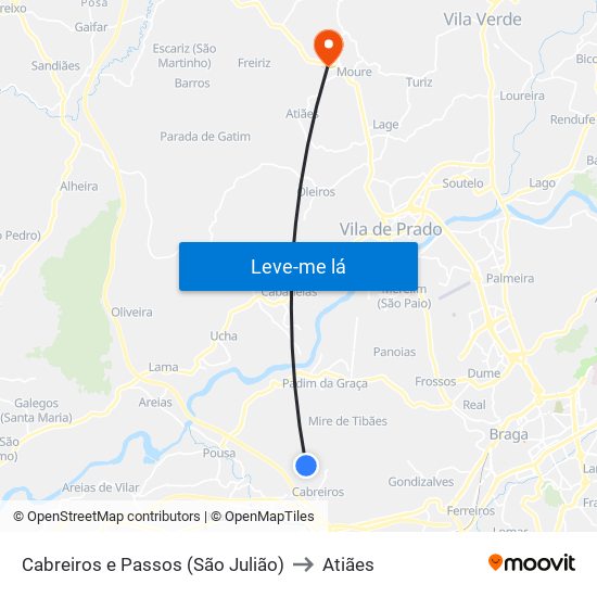 Cabreiros e Passos (São Julião) to Atiães map