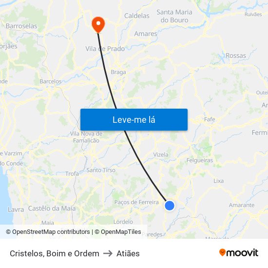 Cristelos, Boim e Ordem to Atiães map