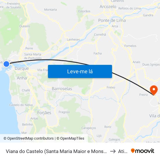 Viana do Castelo (Santa Maria Maior e Monserrate) e Meadela to Atiães map