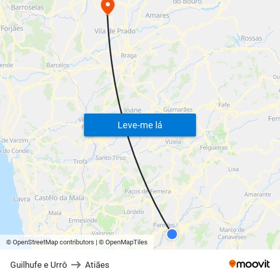 Guilhufe e Urrô to Atiães map