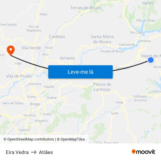 Eira Vedra to Atiães map