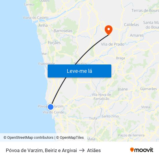 Póvoa de Varzim, Beiriz e Argivai to Atiães map