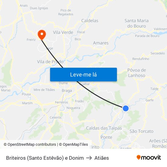Briteiros (Santo Estêvão) e Donim to Atiães map