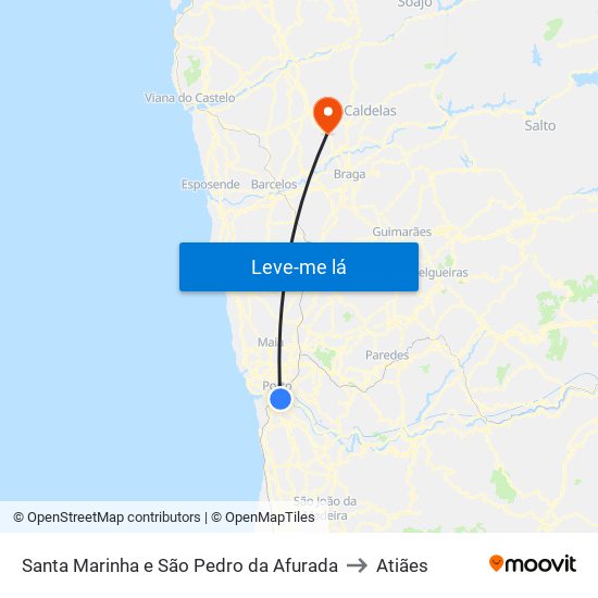 Santa Marinha e São Pedro da Afurada to Atiães map