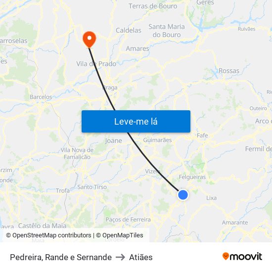 Pedreira, Rande e Sernande to Atiães map