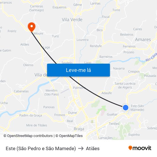 Este (São Pedro e São Mamede) to Atiães map