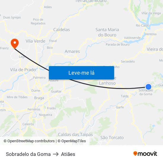 Sobradelo da Goma to Atiães map