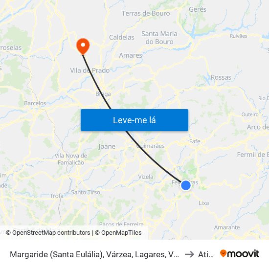 Margaride (Santa Eulália), Várzea, Lagares, Varziela e Moure to Atiães map