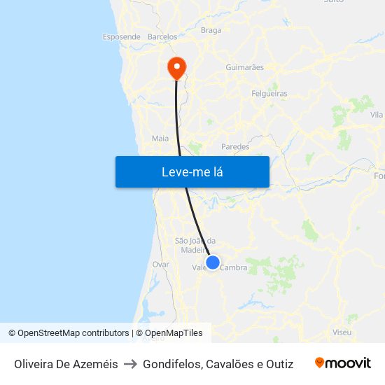 Oliveira De Azeméis to Gondifelos, Cavalões e Outiz map