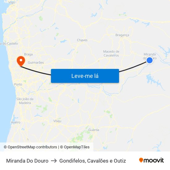 Miranda Do Douro to Gondifelos, Cavalões e Outiz map