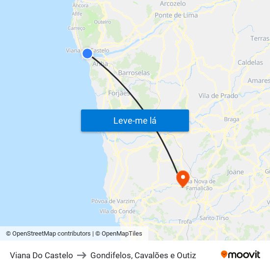 Viana Do Castelo to Gondifelos, Cavalões e Outiz map