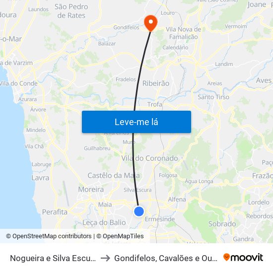 Nogueira e Silva Escura to Gondifelos, Cavalões e Outiz map