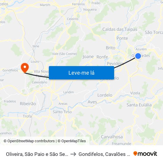 Oliveira, São Paio e São Sebastião to Gondifelos, Cavalões e Outiz map