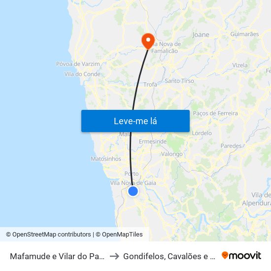 Mafamude e Vilar do Paraíso to Gondifelos, Cavalões e Outiz map