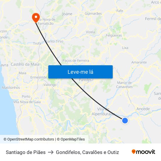 Santiago de Piães to Gondifelos, Cavalões e Outiz map