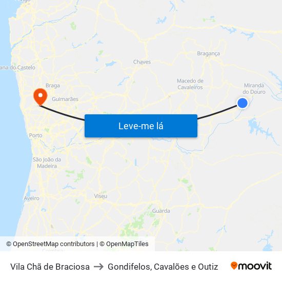 Vila Chã de Braciosa to Gondifelos, Cavalões e Outiz map