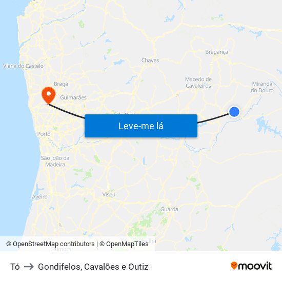 Tó to Gondifelos, Cavalões e Outiz map