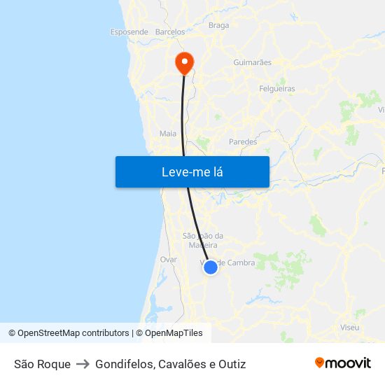 São Roque to Gondifelos, Cavalões e Outiz map
