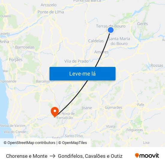 Chorense e Monte to Gondifelos, Cavalões e Outiz map