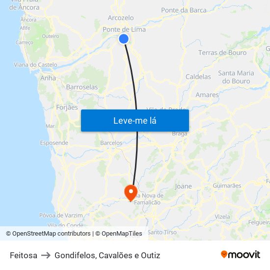 Feitosa to Gondifelos, Cavalões e Outiz map