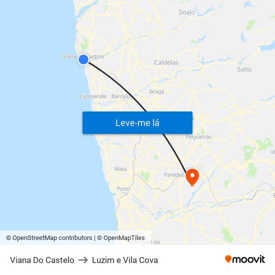 Viana Do Castelo to Luzim e Vila Cova map