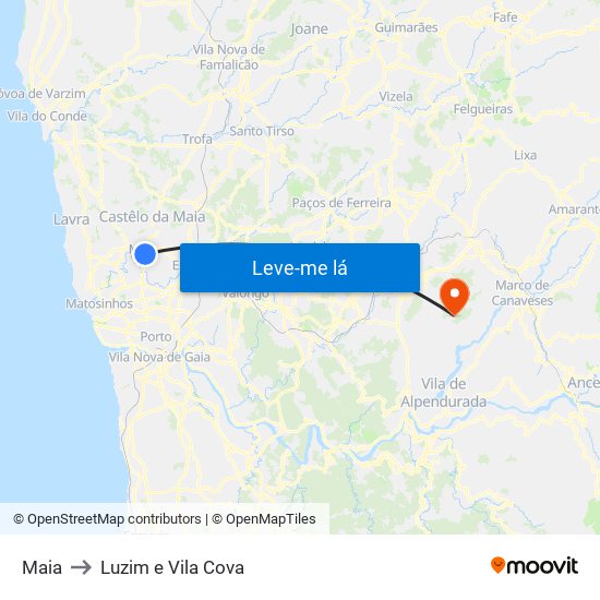 Maia to Luzim e Vila Cova map