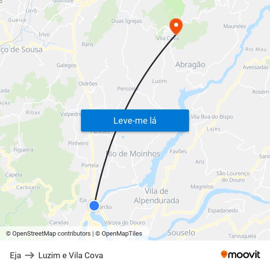 Eja to Luzim e Vila Cova map