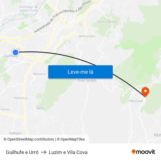 Guilhufe e Urrô to Luzim e Vila Cova map