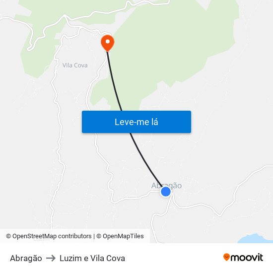 Abragão to Luzim e Vila Cova map