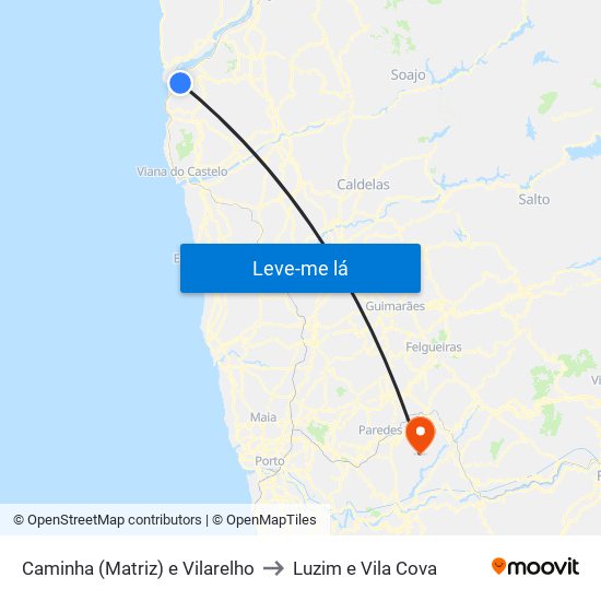 Caminha (Matriz) e Vilarelho to Luzim e Vila Cova map