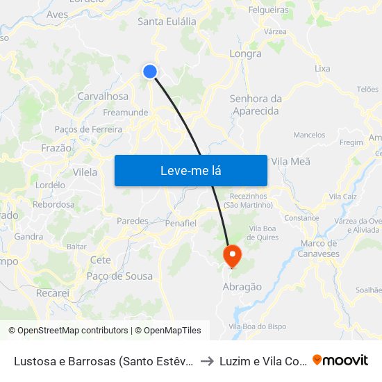 Lustosa e Barrosas (Santo Estêvão) to Luzim e Vila Cova map