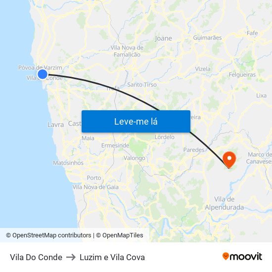 Vila Do Conde to Luzim e Vila Cova map